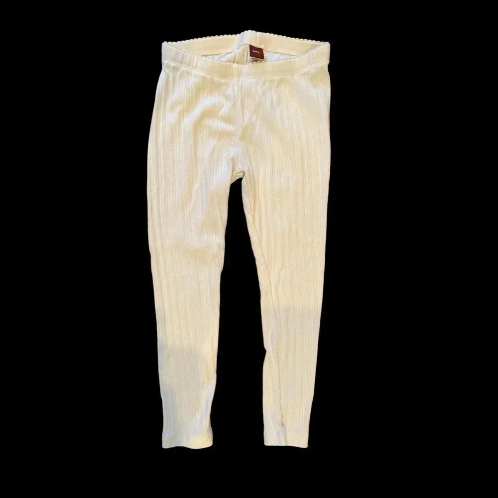 TEA COLLECTION EUC GIRLS IVORY COTTON LEGGINGS PANTS CASUAL BOTTOMS PANTS SIZE 6